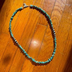 Turquoise and Silver Beaded Necklace